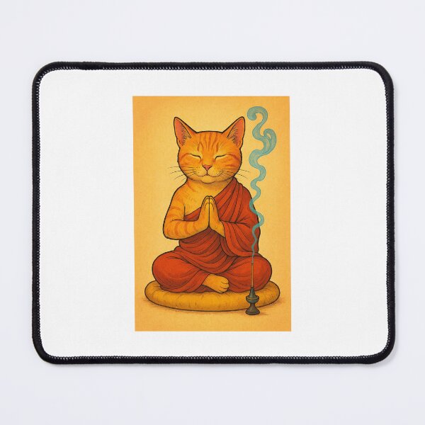 Item preview, Zen Cat Meditation – Cute Buddhist Monk Cat Illustration designed and sold by AtelierValerie.