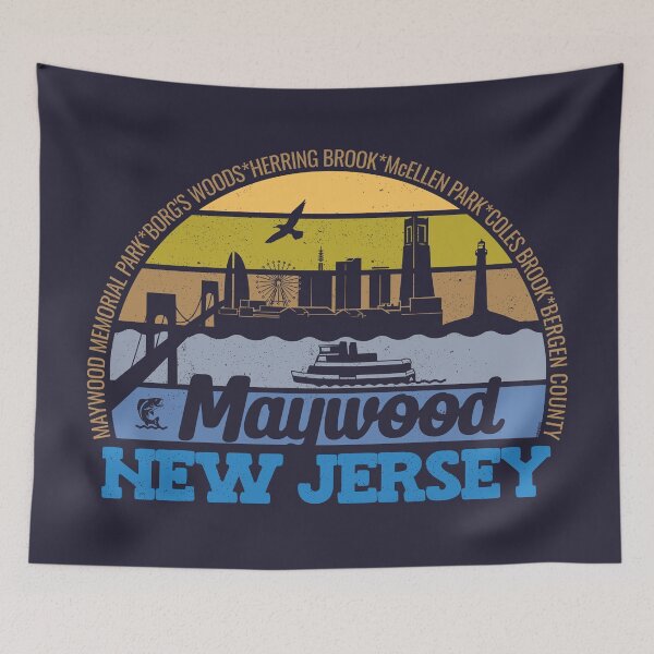 Item preview, Maywood New Jersey Sunset Retro Vintage Local Pride Logo designed and sold by CRHPOD20.