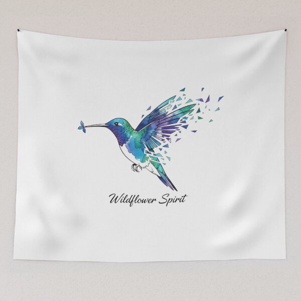 Item preview, "Modern Abstract Hummingbird: Deconstructed Geometric Wings in Teal and Indigo" designed and sold by Blue Bird  Designs.