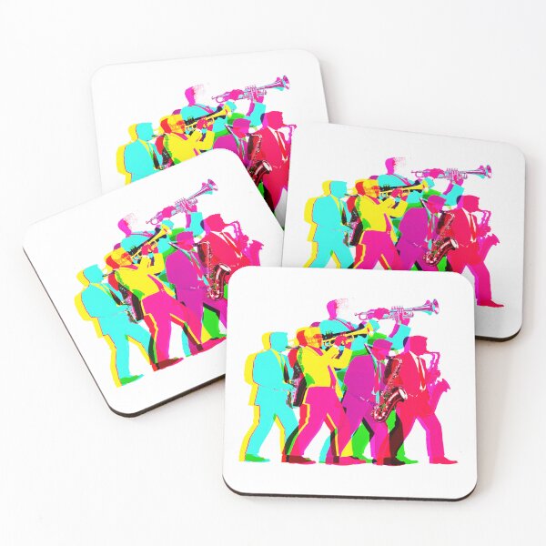 Item preview, Neon Jazz Ensemble Silhouette – Vibrant Pop Art Brass & Saxophone Band designed and sold by thebigleebowski.