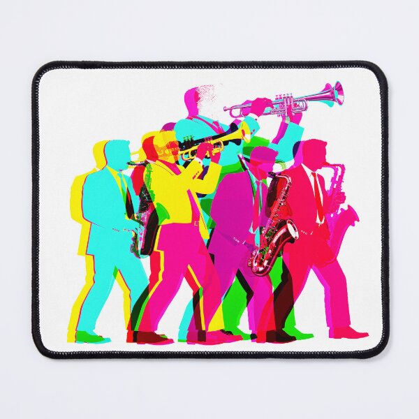 Item preview, Neon Jazz Ensemble Silhouette – Vibrant Pop Art Brass & Saxophone Band designed and sold by thebigleebowski.