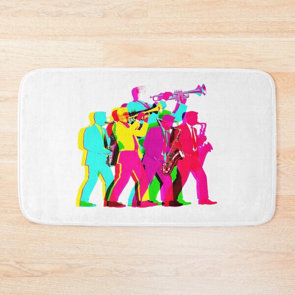 Item preview, Neon Jazz Ensemble Silhouette – Vibrant Pop Art Brass & Saxophone Band designed and sold by thebigleebowski.