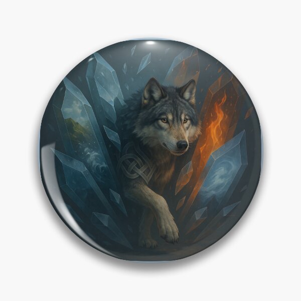 Item preview, Wolf – Fractured Crystal Realms Elemental Path Wildlife Art designed and sold by GeoWild Designs.