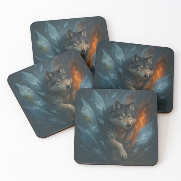 Item preview, Wolf – Fractured Crystal Realms Elemental Path Wildlife Art designed and sold by GeoWild Designs.