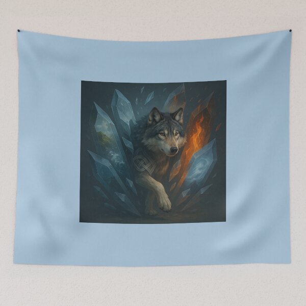 Item preview, Wolf – Fractured Crystal Realms Elemental Path Wildlife Art designed and sold by GeoWild Designs.