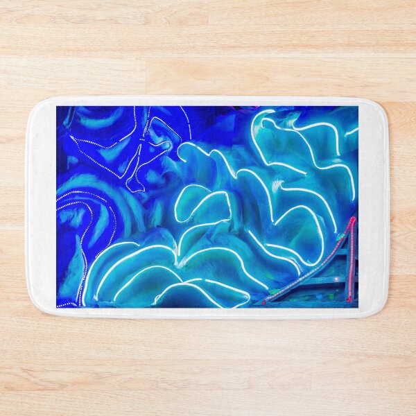 Item preview, Abstract Blue Neon Lights Installation With Fluid Curves and Luminous Wave Patterns in Close Up designed and sold by Nmallia.