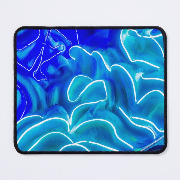 Item preview, Abstract Blue Neon Lights Installation With Fluid Curves and Luminous Wave Patterns in Close Up designed and sold by Nmallia.