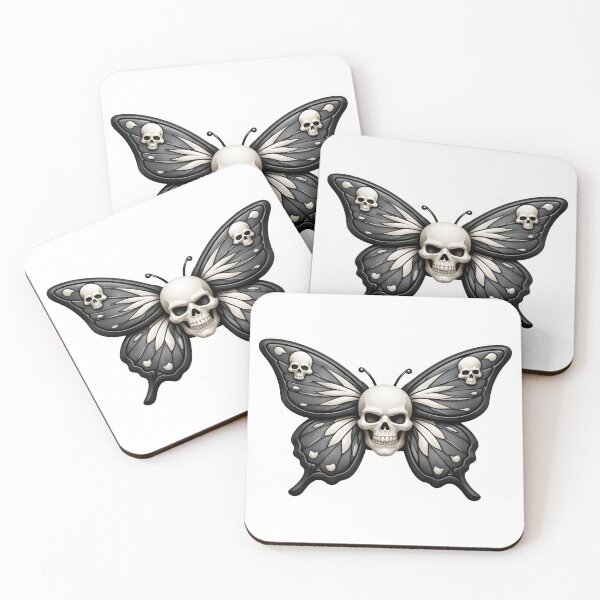 Item preview, Stunning skull butterfly design with dark wings and white accents designed and sold by Creative88Art.