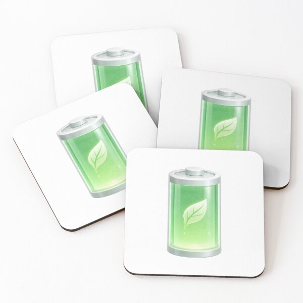 Item preview, Eco-friendly battery with green leaf symbol for sustainable energy solutions designed and sold by Creative88Art.