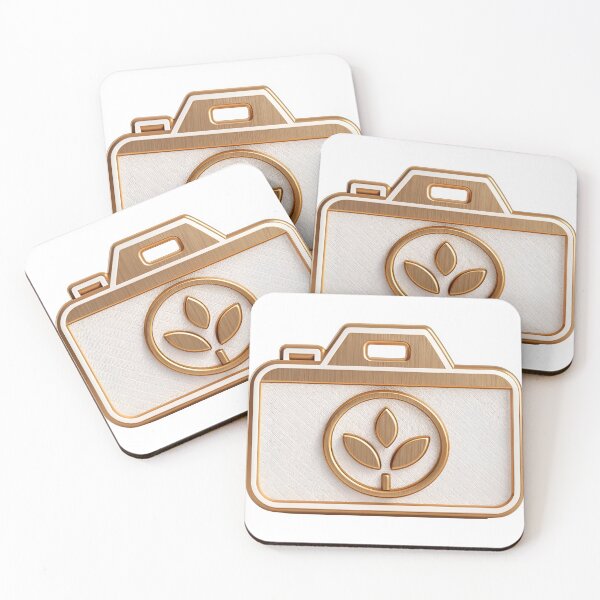 Item preview, Golden camera icon with leaf design on white background designed and sold by Creative88Art.
