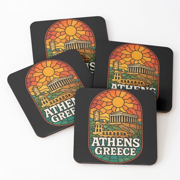 Item preview, Athens Greece Retro Stained Glass Art Travel designed and sold by TomFrontierArt.