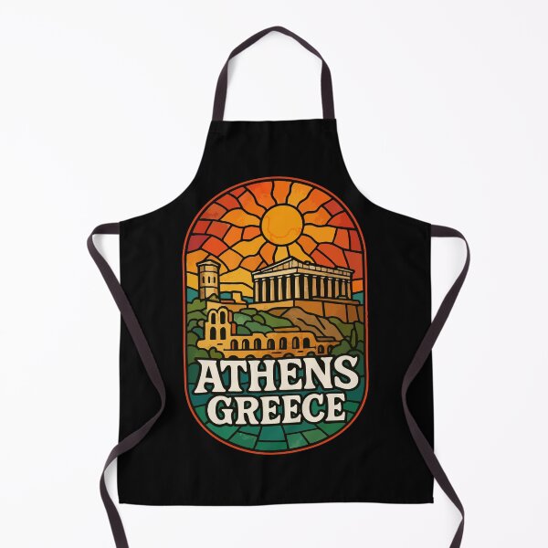 Item preview, Athens Greece Retro Stained Glass Art Travel designed and sold by TomFrontierArt.