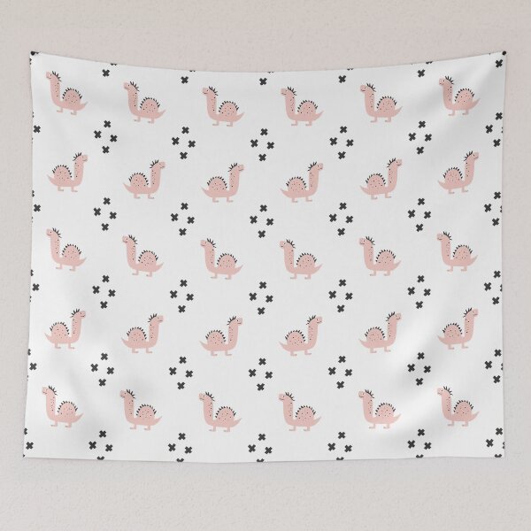 Item preview, Cute Pink Dinosaur and Crosses Minimalist Nursery Pattern designed and sold by SolutionsArt.