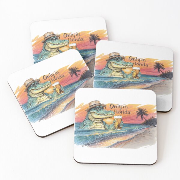 Item preview, Only in Florida – Funny Alligator Beach Sunset Vibes designed and sold by UrbanPunch.