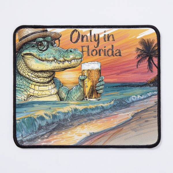 Item preview, Only in Florida – Funny Alligator Beach Sunset Vibes designed and sold by UrbanPunch.