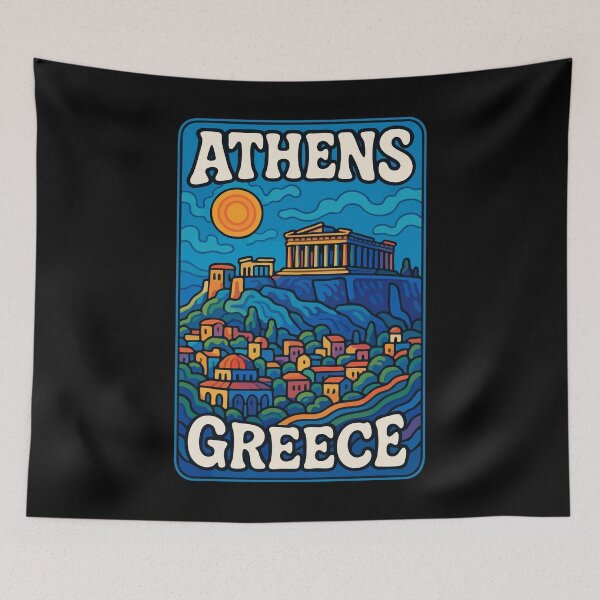 Item preview, Athens Greece Trippy Art Travel designed and sold by TomFrontierArt.