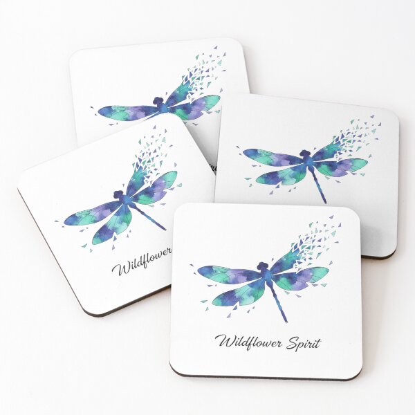 Item preview, "Modern Abstract Dragonfly: Deconstructed Blue & Teal Wings with Wildflower Spirit Quote" designed and sold by Blue Bird  Designs.