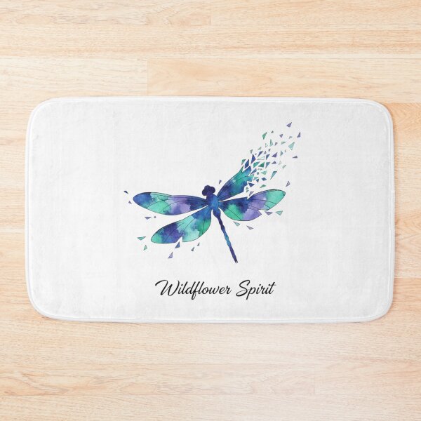 Item preview, "Modern Abstract Dragonfly: Deconstructed Blue & Teal Wings with Wildflower Spirit Quote" designed and sold by Blue Bird  Designs.