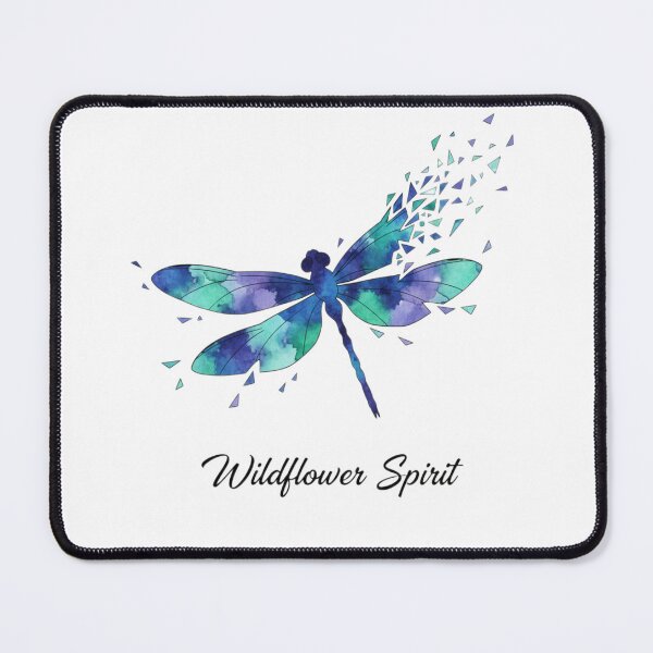 Item preview, "Modern Abstract Dragonfly: Deconstructed Blue & Teal Wings with Wildflower Spirit Quote" designed and sold by Blue Bird Designs.