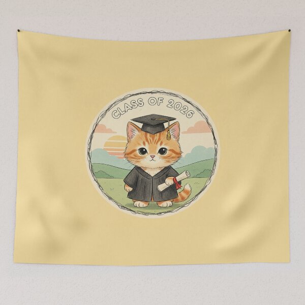 Item preview, Class of 2026 Graduation Kitten - Vintage 60s Groovy Retro Style designed and sold by VisualRotaStudio .