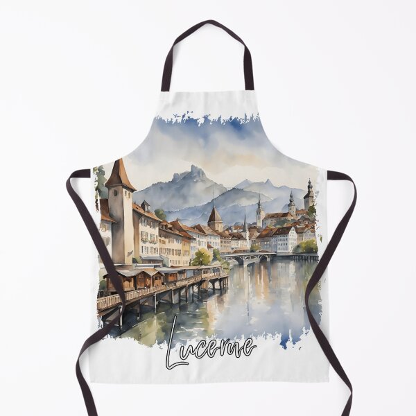 Item preview, Lucerne, Switzerland, watercolor of Lucerne designed and sold by Dressyourflag.