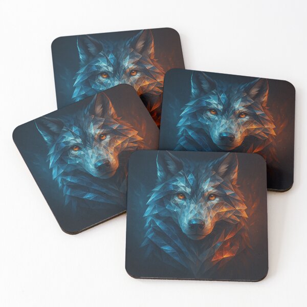 Item preview, Wolf wall art – Dual Fire & Ice Guardian designed and sold by GeoWild Designs.