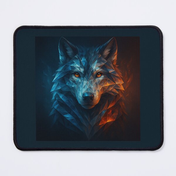 Item preview, Wolf wall art – Dual Fire & Ice Guardian designed and sold by GeoWild Designs.