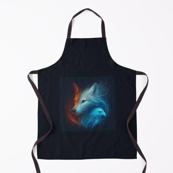 Artikelvorschau, Wandbild mit Wolf und Falke – ElementaLoom Duality Feuer- und Wasser-Wildtierdruck entworfen und verkauft von GeoWild Designs.