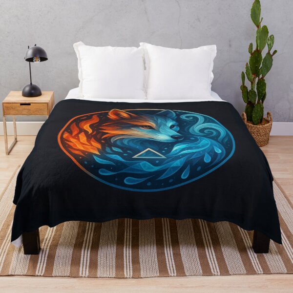 Item preview, Wolf Wall Art – ElementaLoom Fire Water and Air Spirit Wildlife Print designed and sold by GeoWild Designs.