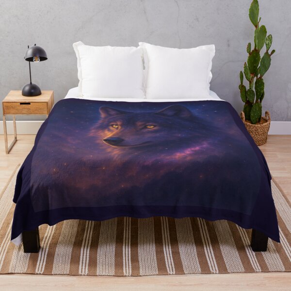 Item preview, Wolf Spirit Wall Art – Cosmic Nightfall Glow | GeoWild Designs designed and sold by GeoWild Designs.