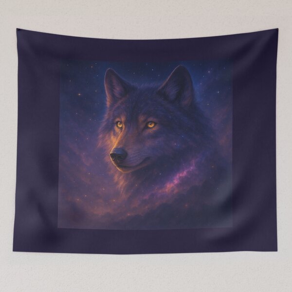 Item preview, Wolf Spirit Wall Art – Cosmic Nightfall Glow | GeoWild Designs designed and sold by GeoWild Designs.