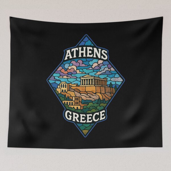Item preview, Athens Greece Stained Glass Art designed and sold by TomFrontierArt.
