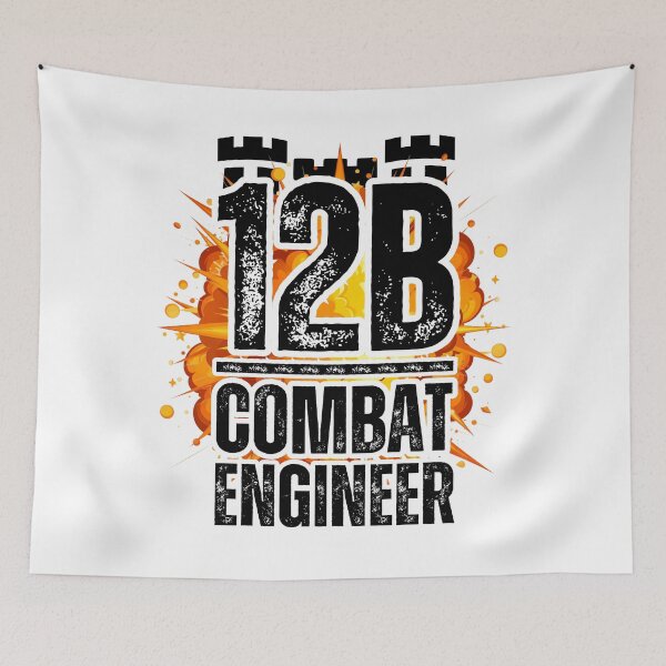 Item preview, 12B Combat Engineer Castle Top– Explosive Army MOS Design for Soldiers, Veterans & Military Supporters Black Distressed Font designed and sold by GFamilyC.