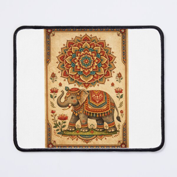 Item preview, Royal Indian Elephant Mandala Wall Art – Traditional Folk Decor Print designed and sold by Fashionhouse360.