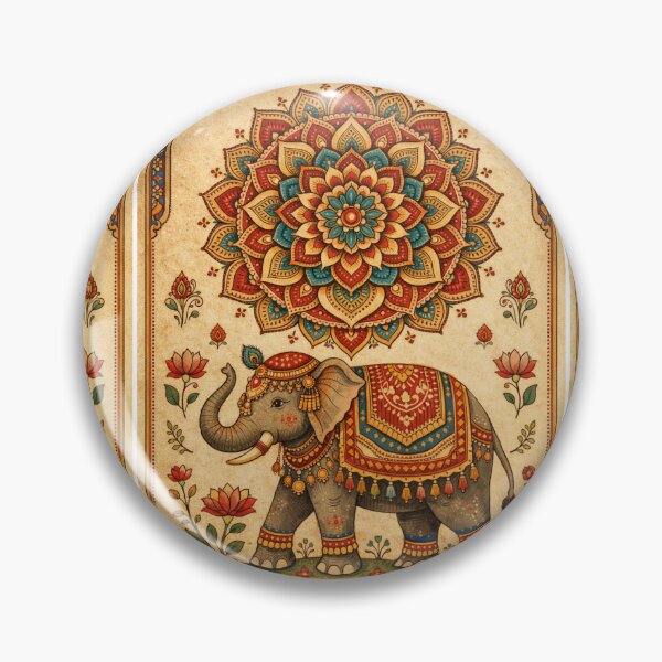 Item preview, Royal Indian Elephant Mandala Wall Art – Traditional Folk Decor Print designed and sold by Fashionhouse360.