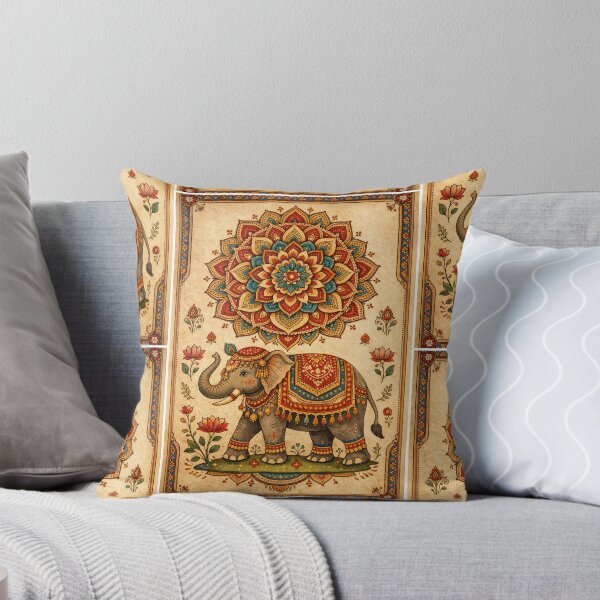 Item preview, Royal Indian Elephant Mandala Wall Art – Traditional Folk Decor Print designed and sold by Fashionhouse360.