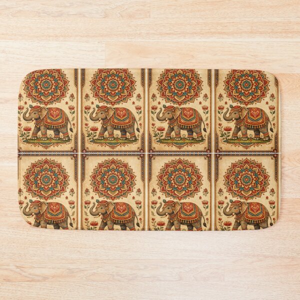 Item preview, Royal Indian Elephant Mandala Wall Art – Traditional Folk Decor Print designed and sold by Fashionhouse360.