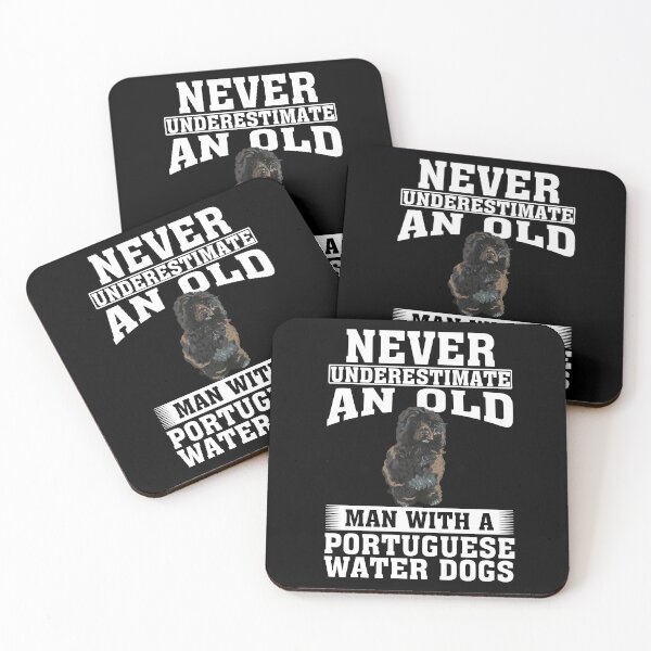 Item preview, Never Underestimate an Old Man with Portuguese Water Dogs designed and sold by CosmoKitsch.