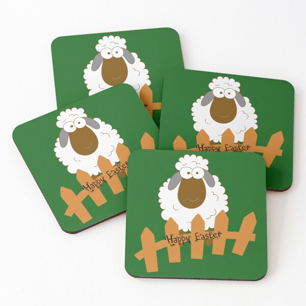 Item preview, Cute Easter Sheep Behind Fence - Happy Easter Funny Farm Cartoon. designed and sold by LunaPrintCo.
