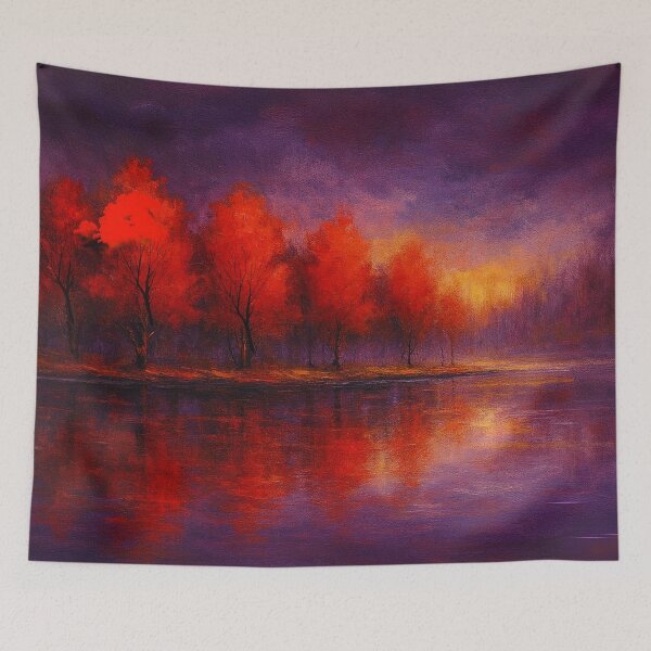 Item preview, Radiant Autumn Reflections Landscape Painting designed and sold by Joey Santiago.
