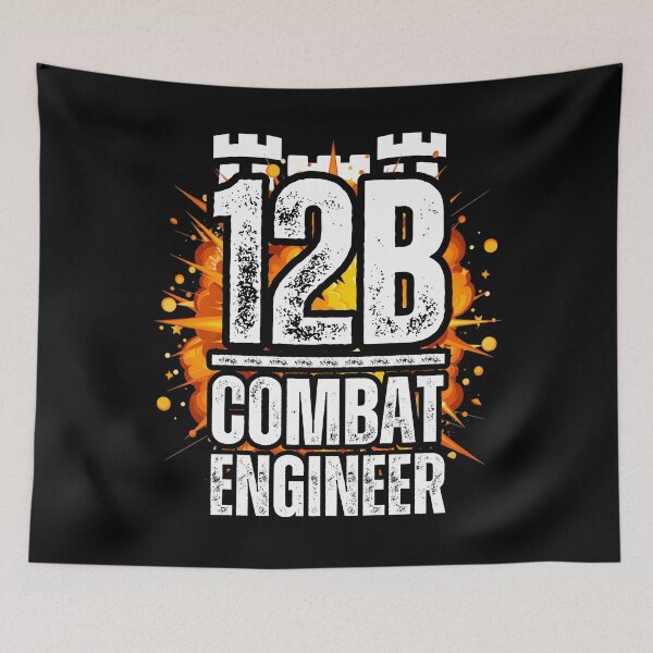 Item preview, 12B Combat Engineer Castle Top – Explosive Army MOS Design for Soldiers, Veterans & Military Supporters White Distressed Font designed and sold by GFamilyC.