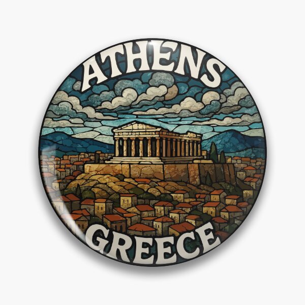 Item preview, Athens Greece Travel Stained Glass Art designed and sold by TomFrontierArt.
