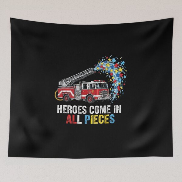 Item preview, Autism Fire Truck Shirt | Heroes Come In All Pieces Puzzle designed and sold by MotivAura.