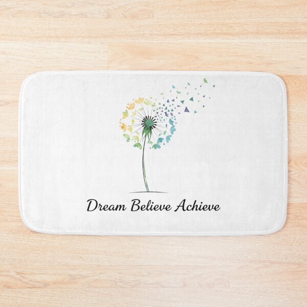 Item preview, "Modern Dandelion Design: Geometric Shattered Seeds with Motivational Quote 'Dream Believe Achieve'" designed and sold by Blue Bird  Designs.