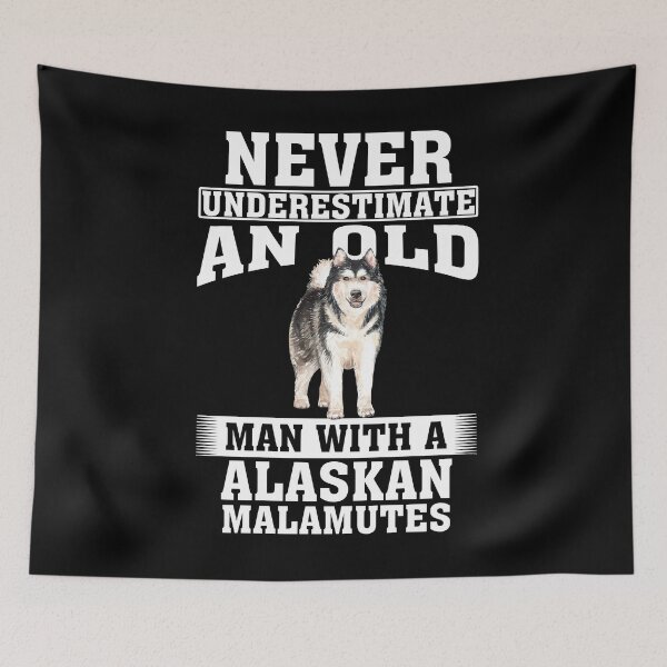 Item preview, Never Underestimate an Old Man with Alaskan Malamutes designed and sold by CosmoKitsch.