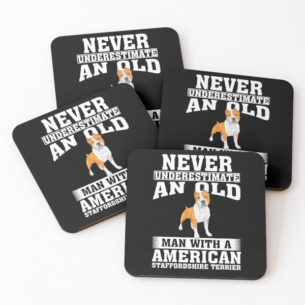 Item preview, Never Underestimate an Old Man with American Staffordshire Terrier designed and sold by CosmoKitsch.