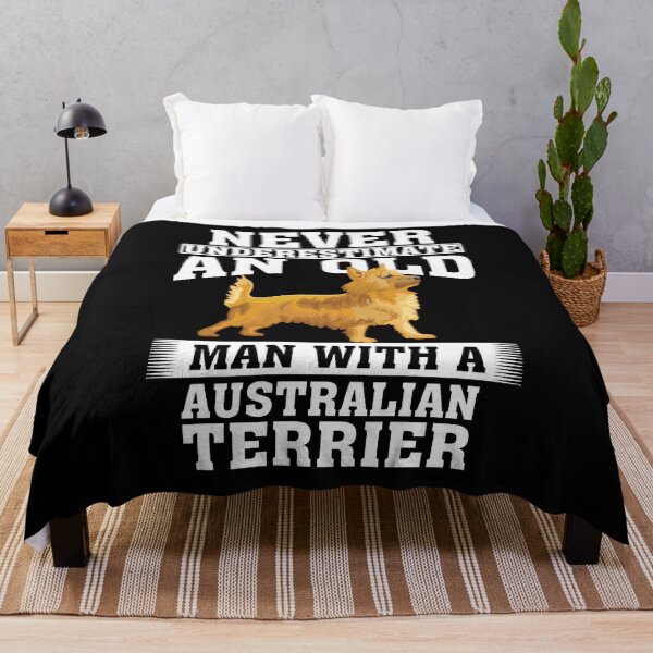 Item preview, Never Underestimate an Old Man with Australian Terrier designed and sold by CosmoKitsch.