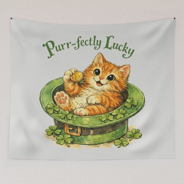 Item preview, Purr-fectly Lucky - Cute St. Patrick's Day Cat designed and sold by DigitalGlade.