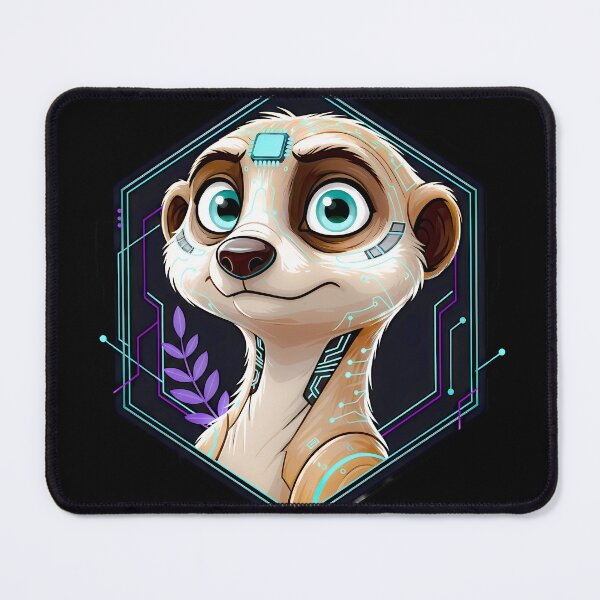 Item preview, Cyber Meerkat Tech Art - Futuristic Neon Circuit Sentry Illustration designed and sold by AbulailArt.