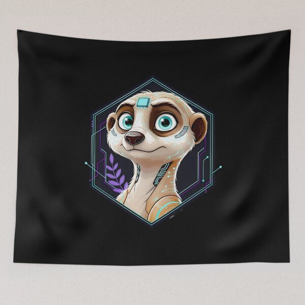 Item preview, Cyber Meerkat Tech Art - Futuristic Neon Circuit Sentry Illustration designed and sold by AbulailArt.